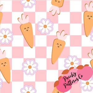 Easter Carrots Seamless design, fabric seamless design, daisy fabric prints, retro fabric patters, seamless digital file, retro daisy