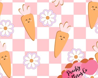 Easter Carrots Seamless design, fabric seamless design, daisy fabric prints, retro fabric patters, seamless digital file, retro daisy