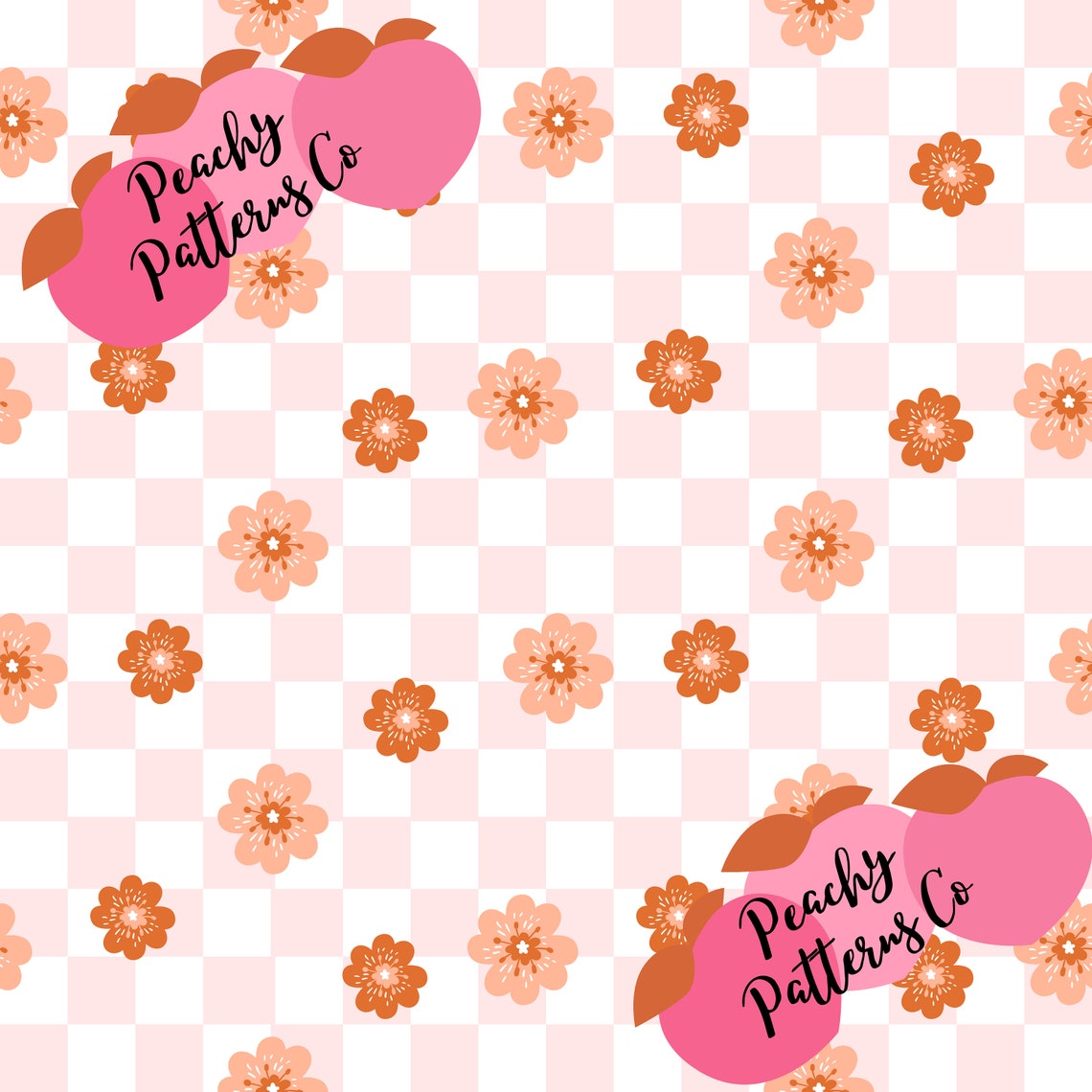 Retro Checkered Floral Seamless Design, Fabric Seamless Design, Check ...