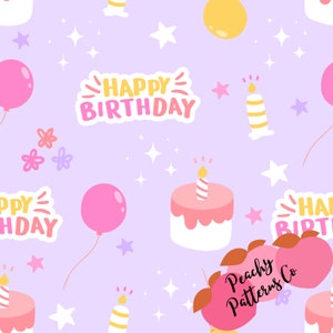 Birthday Girl Seamless file, Birthday Fabric, Bday girl Fabric, Birthday Cake, Birthday Cupcake Candle Fabric, Birthday Seamless File