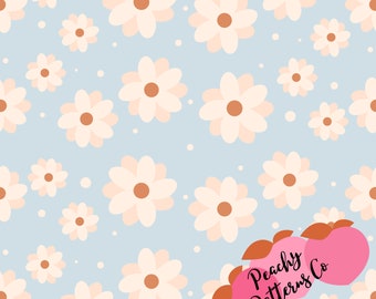 Blue Spring Daisy Easter Seamless design, fabric seamless design, daisy fabric prints, retro fabric patters, seamless digital file, daisy