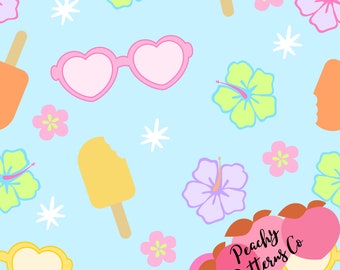 Cute SeaShell Summer Fabric, Summer Seamless File, Summer Fabric, Summer Print, Beach Fabric, Beachy Seamless File, Summer Swimsuit Fabric