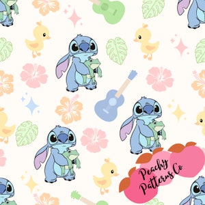 Lilo and Stitch seamless design, fabric seamless design, mickey fabric prints, baby fabric seamless digital file, princess fabric