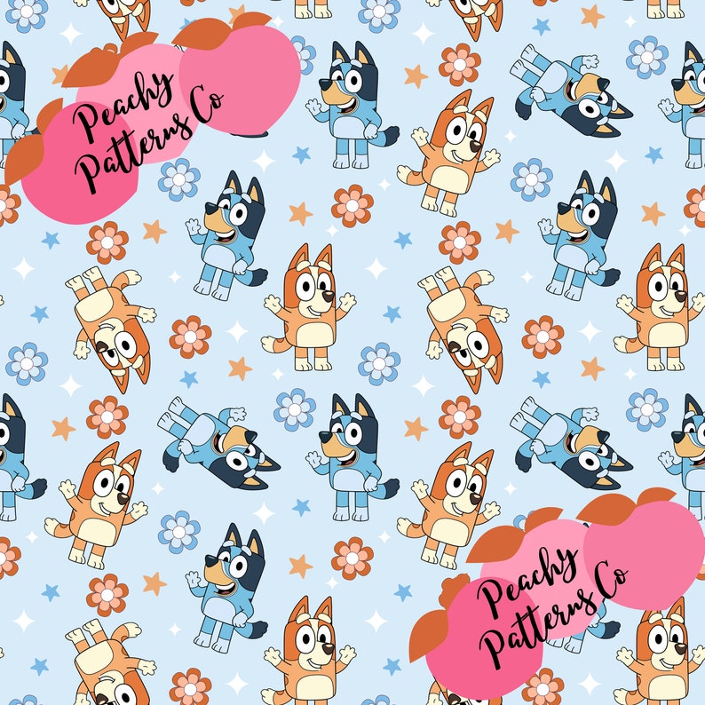 Bluey Seamless Design Fabric Seamless Design Bluey Fabric - Etsy