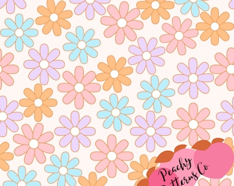 Easter Daisies Seamless design, fabric seamless design, daisy fabric prints, retro fabric patters, seamless digital file, retro daisy