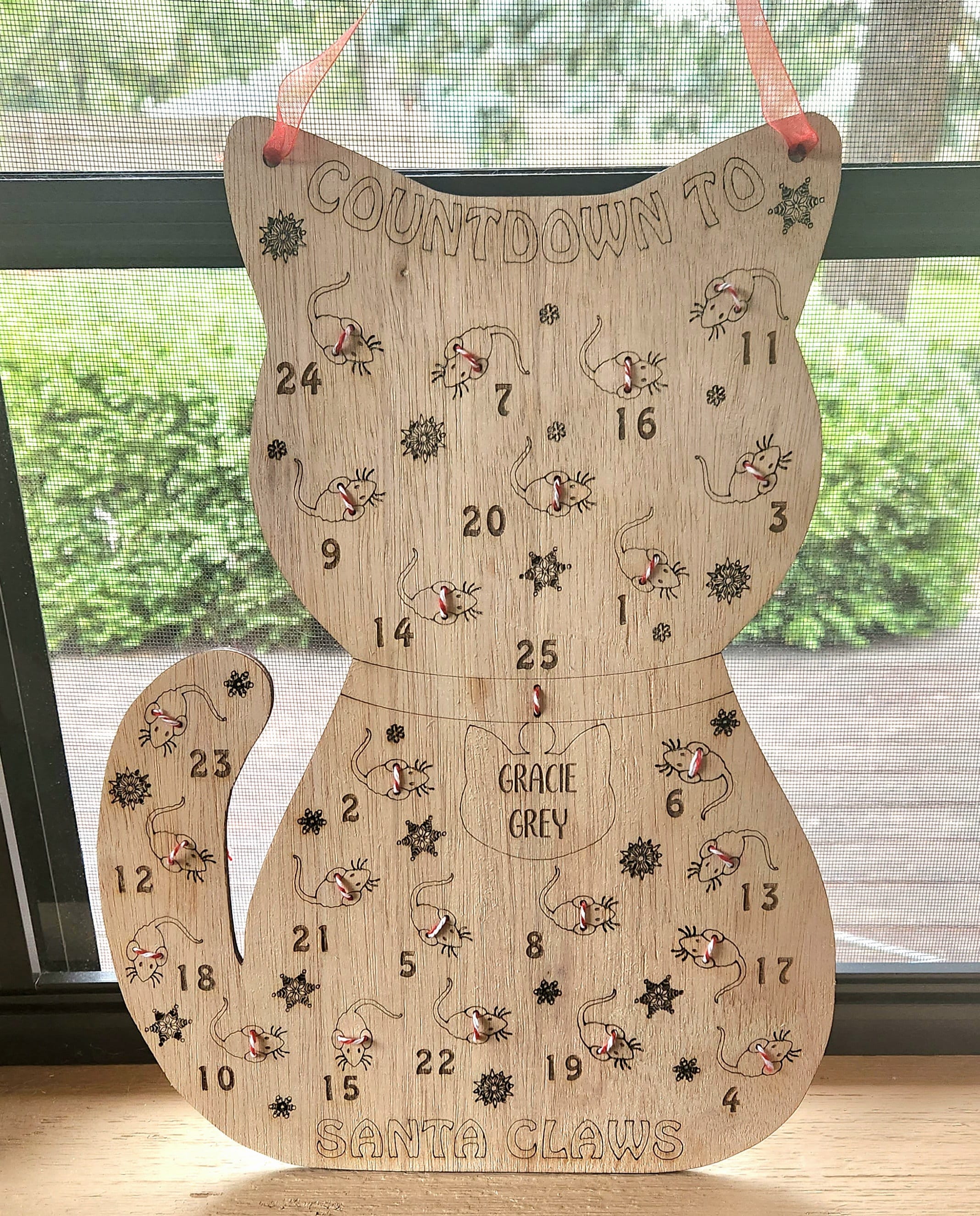 wooden cat advent calendar