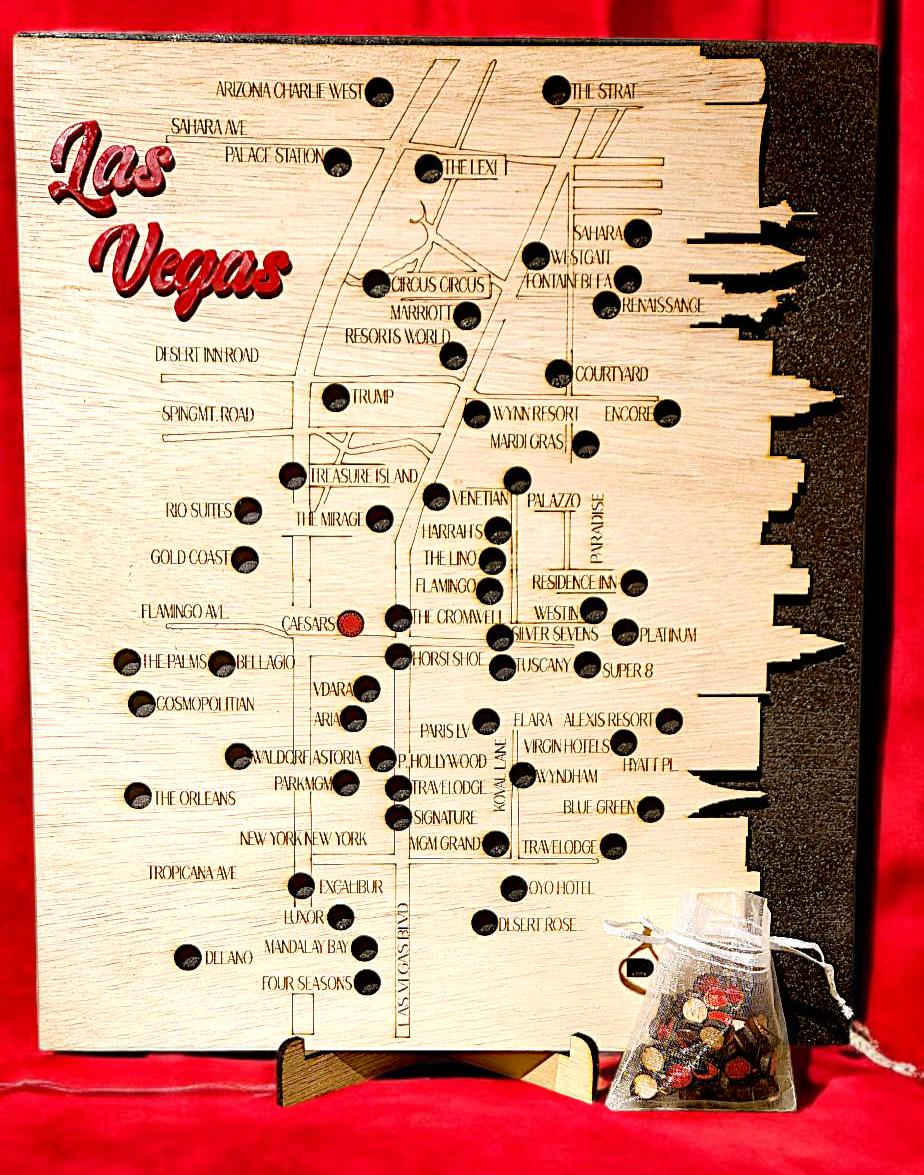 Las Vegas Hotel Travel Map - Etsy Israel