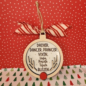 Funny Ornament/Moscato, Tequila, Vodka / Funny Drinking Ornaments / Ornament Exchange Gift