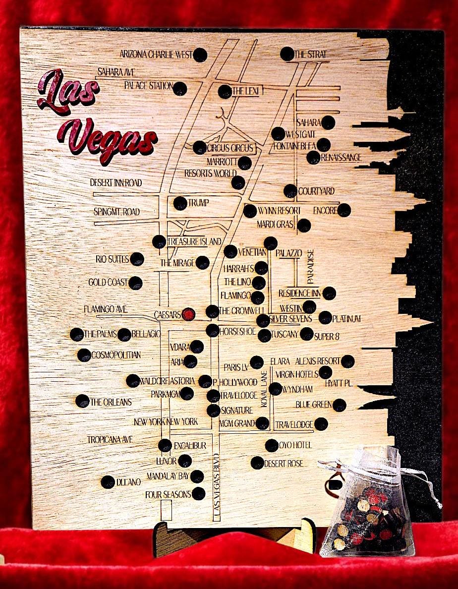 Las Vegas Hotel Travel Map - Etsy Israel