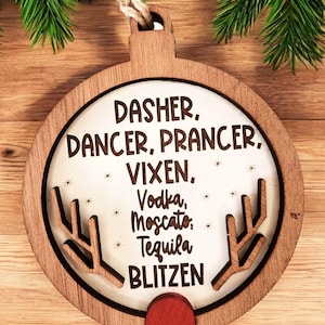 Funny Ornament/Moscato, Tequila, Vodka / Funny Drinking Ornaments / Ornament Exchange Gift