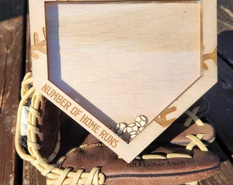 Personalized Baseball Home Run Tracker: Engraved Home Plate Display