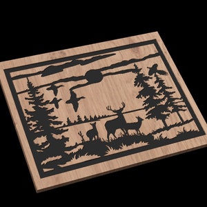 2D CNC Digitale Datei Download - Deer Lake Szene - Aspire | Vektri