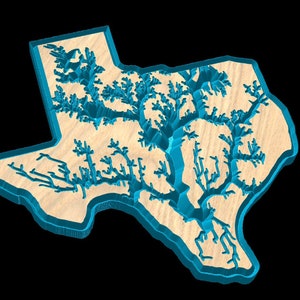 2D Digital CNC File - Texas Shaped Lichtenberg Fractal Design Wall Art - Aspire | Vectric