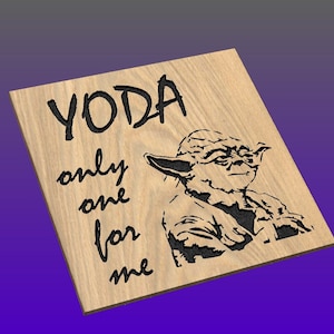 Descarga de archivo digital CNC 2D - Yoda solo uno para mí - Placa de madera tallada en V Aspire / Vectric