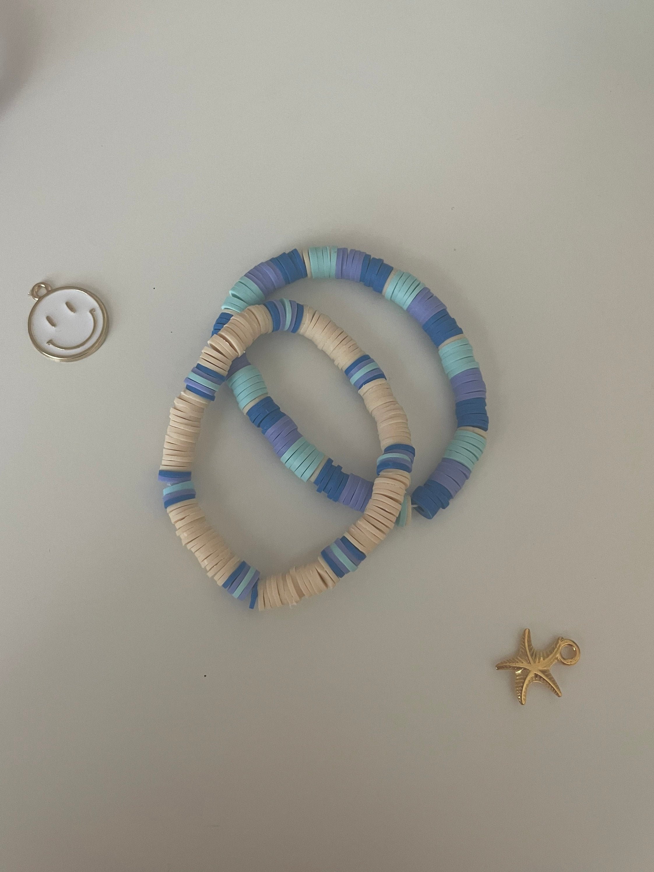 Blue clay bead bracelet