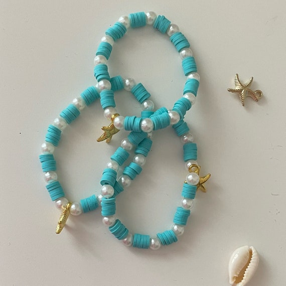 Sweet Lovely Starfish Colorful Beaded Bracelets for Women Simple