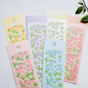 KPop Polco Deco Stickers "Pastel Roses" - 1 PC | kawaii cute kpop toploader decal deco polco korean journaling scrapbooking