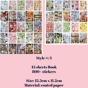 45 Pages/800 stickers Japanese Retro Sticker Book | kpop polco kawaii cute kpop decal deco polco korean journaling scrapbooking stationery