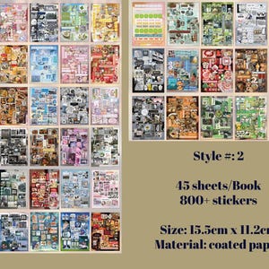 45 Pages/800 stickers Japanese Retro Sticker Book | kpop polco kawaii cute kpop decal deco polco korean journaling scrapbooking stationery