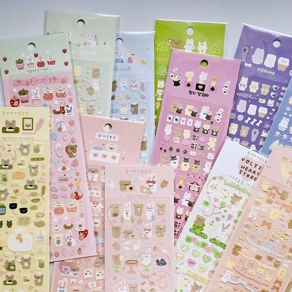 KPop Polco Deco Stickers "Mini Bears" - 1 PC | kawaii cute kpop toploader decal deco polco korean journaling scrapbooking