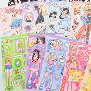 Kpop Polco Deco Stickers "anime Girl" Sticker - 8 PCS | Kawaii Cute ...