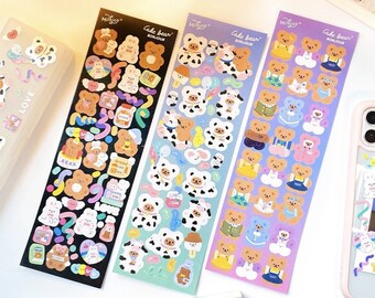 KPop Polco Deco Stickers "Cake Bear" - 1 PC | kawaii cute kpop toploader decal deco polco korean journaling scrapbooking