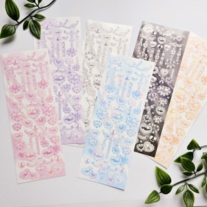 KPop Polco Deco adesivi "Catena di perle" - 1 PC / kawaii carino kpop toploader decalcomania deco polco coreano journaling scrapbooking