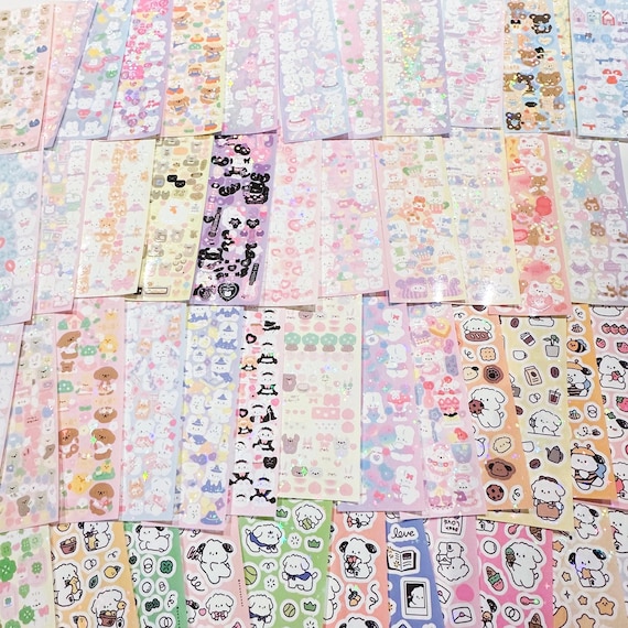 Non Repeat Random Korean Sticker Sheets Grab Bag | stickers, laser, deco, toploader, kawaii, stationery, diy, decor, scrapbooking, journal
