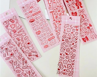 2pcs Ribbon Sticker Sheet KPop Polco Deco Stickers With 50pcs