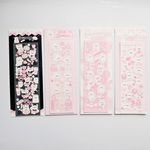 KPop Polco Deco Pegatinas "Pink Kitty" - 1 PC / kawaii lindo kpop toploader calcomanía deco polco diario coreano scrapbooking