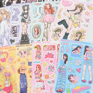 Kpop Polco Deco Stickers "anime Girl" Sticker - 8 PCS | Kawaii Cute ...
