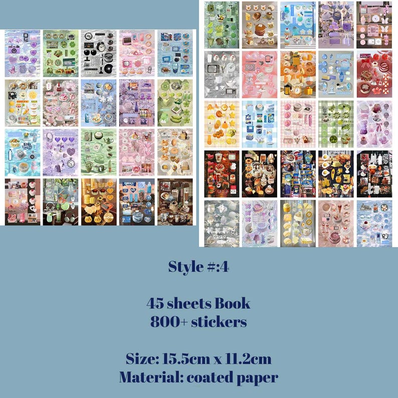 45 Pages/800 stickers Japanese Retro Sticker Book | kpop polco kawaii cute kpop decal deco polco korean journaling scrapbooking stationery