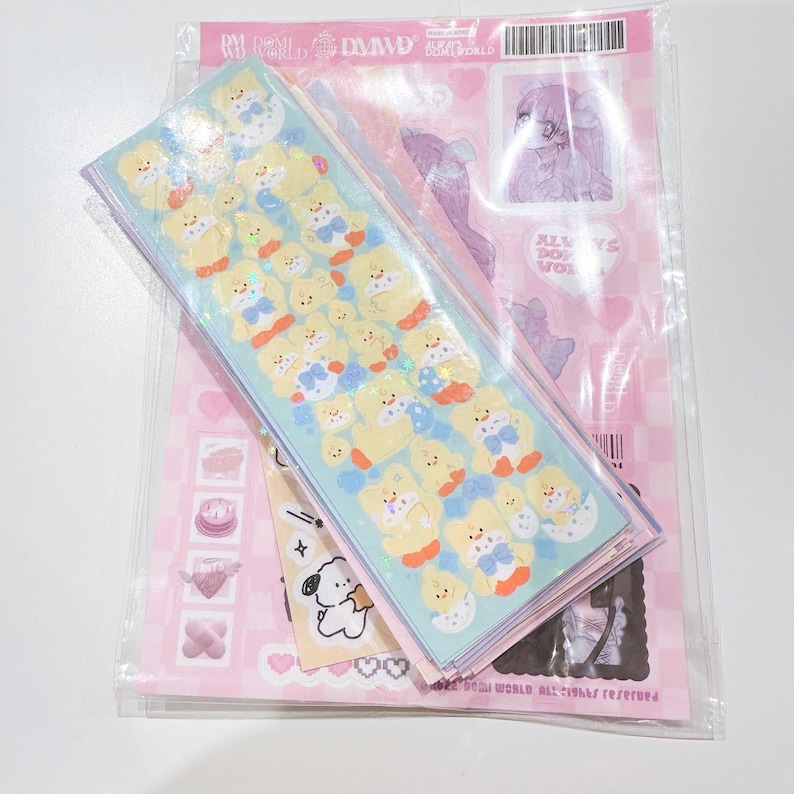 Non Repeat Random Korean Sticker Sheets Grab Bag | stickers, laser, deco, toploader, kawaii, stationery, diy, decor, scrapbooking, journal