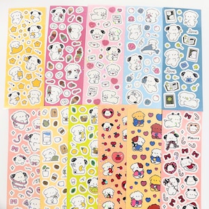 Adesivos decorativos KPop Polco &quot;Doodle Dog&quot; - 1 unidade/16 unidades | Adesivo decorativo fofo kawaii Kpop Toploader Polco, diário coreano, scrapbooking