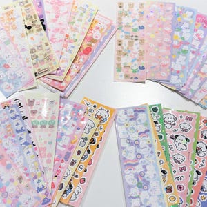 Non Repeat Random Korean Sticker Sheets Grab Bag | stickers, laser, deco, toploader, kawaii, stationery, diy, decor, scrapbooking, journal