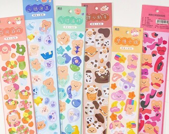 KPop Polco Deco Stickers "Teddy Bear" - 2 PCS | kawaii cute kpop toploader decal deco polco korean journaling scrapbooking