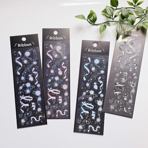 KPop Polco Deco Stickers &quot;Holographic Ribbon&quot; - 1 PC | kawaii cute kpop toploader decal deco polco korean journaling scrapbooking
