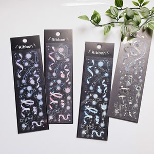 KPop Polco Deco Stickers "Holographic Ribbon" - 1 PC | kawaii cute kpop toploader decal deco polco korean journaling scrapbooking