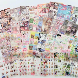 Confezione da 8/10 adesivi Kawaii Critters / adesivi carini per caricamento dall'alto, adesivi coreani e giapponesi per scrapbooking, adesivi polco deco con personaggi.