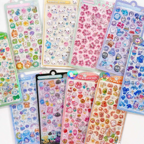 3D Glitter Gel Harz "BONBON POP Seehund" Aufkleber - 1 STÜCK | kawaii kpop abziehbild deko polco japanisch japanisch journaling scrapbooking