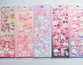 KPop Polco Deco Stickers "Bunny Cat" - 1 PC | kawaii cute kpop toploader decal deco polco korean journaling scrapbooking