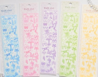 KPop Polco Deco Stickers "Galici Ribbon" - 1 PC | kawaii cute kpop toploader decal deco polco korean journaling scrapbooking
