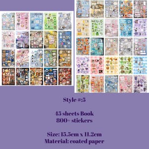 45 Pages/800 stickers Japanese Retro Sticker Book | kpop polco kawaii cute kpop decal deco polco korean journaling scrapbooking stationery