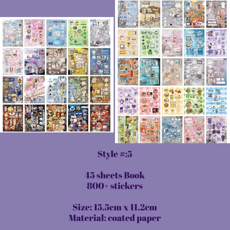 45 Pages/800 stickers Japanese Retro Sticker Book | kpop polco kawaii cute kpop decal deco polco korean journaling scrapbooking stationery