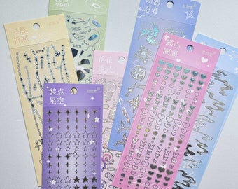 KPop Polco Deco Stickers &quot;Holographic Laser&quot; - 1 PC | kawaii cute kpop toploader decal deco polco korean journaling scrapbooking