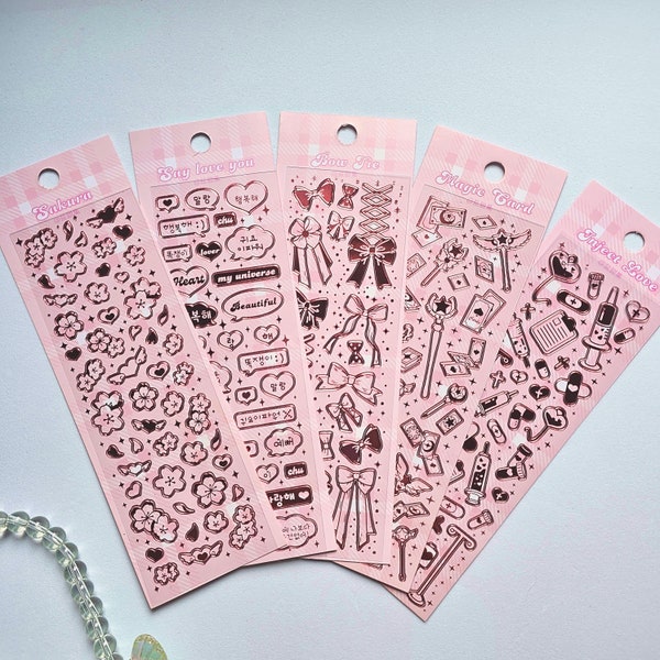 KPop Polco Deco Stickers "Romantic Pink" - 1 PC | kawaii cute kpop toploader decal deco polco korean journaling scrapbooking