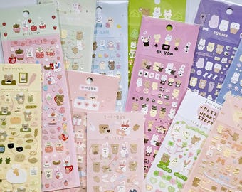 KPop Polco Deco Stickers &quot;Mini Bears&quot; - 1 PC | kawaii cute kpop toploader decal deco polco korean journaling scrapbooking