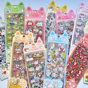 Confezione da 10 adesivi in PET PVC / kawaii carino kpop toploader decalcomania deco polco coreano journaling scrapbooking