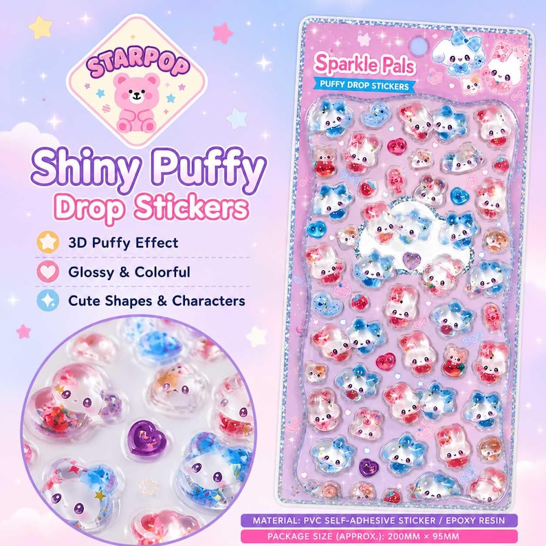 3D Gel Resin "Bonbon Drop Pop Seal" Stickers - 1 PC | kawaii cute kpop toploader decal deco polco korean journaling scrapbooking