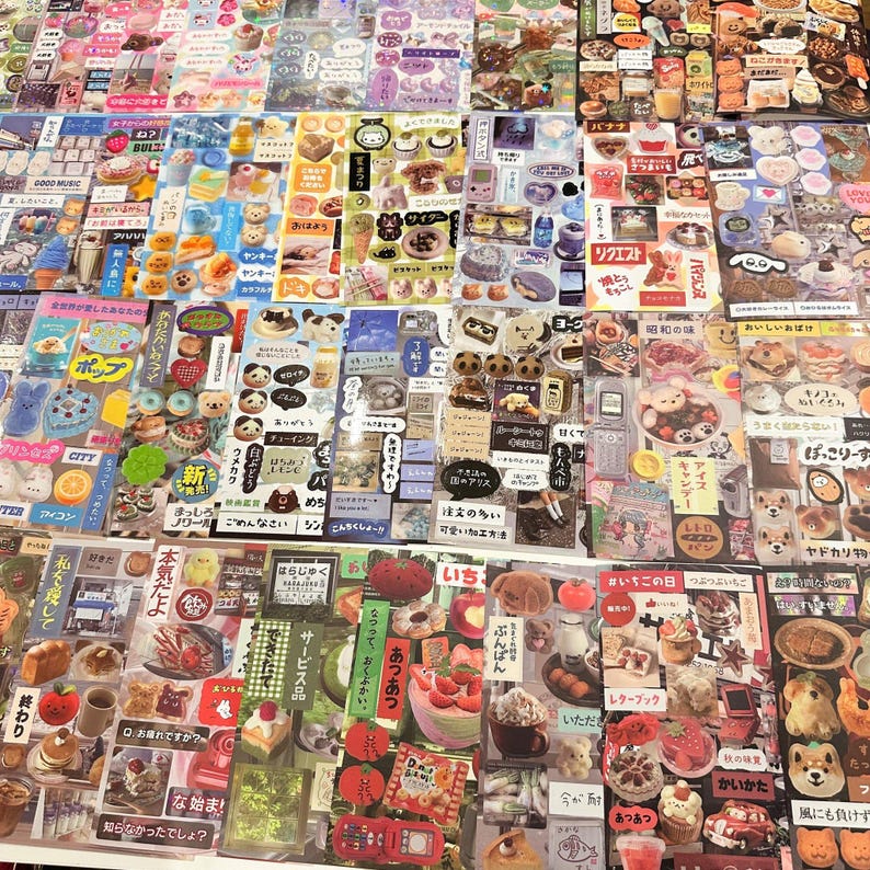45 Pages/800 stickers Japanese Retro Sticker Book | kpop polco kawaii cute kpop decal deco polco korean journaling scrapbooking stationery